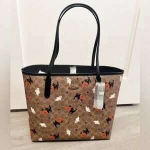Coach City Tote In Signature Canvas With Halloween